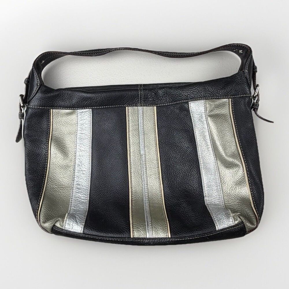 Tignanello Leather‎ Metallic Hobo Purse Bag Shoulder Handbag
